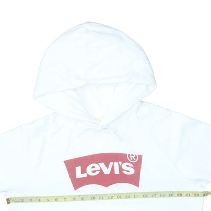 Levi's Men's White Pullover Hoodie M Logo Graphic Sweatshirt