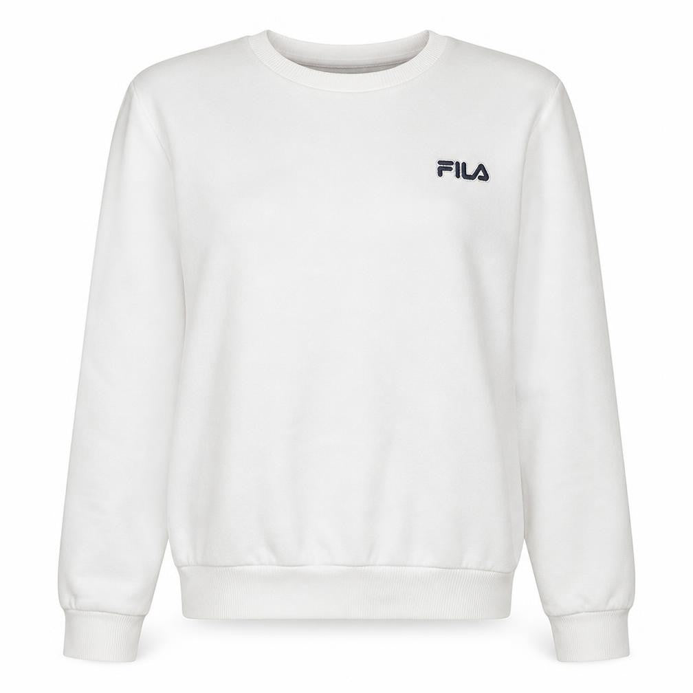 Fila Womens White Crew Neck Sweatshirt Size 12 Cotton Blend