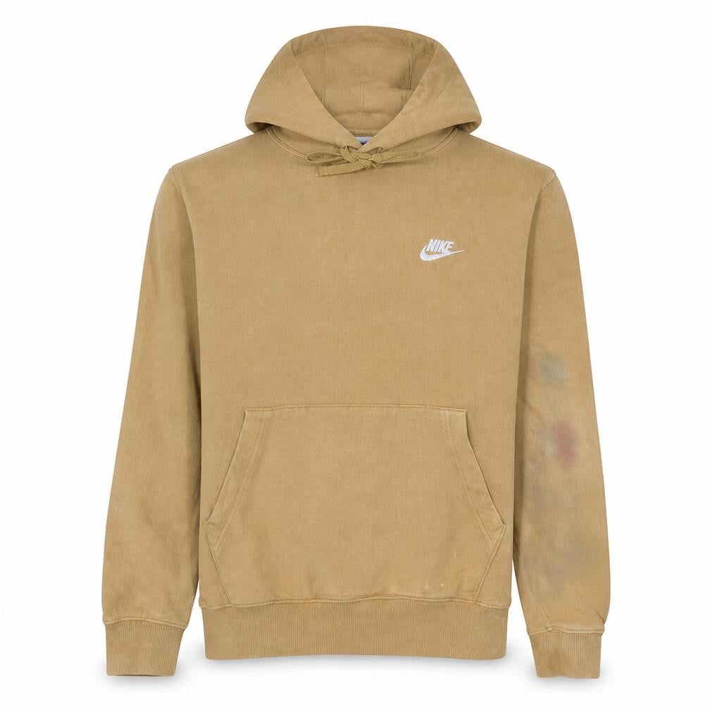 Nike Men Beige Pullover Hoodie Small Fleece Logo Sweatshirt