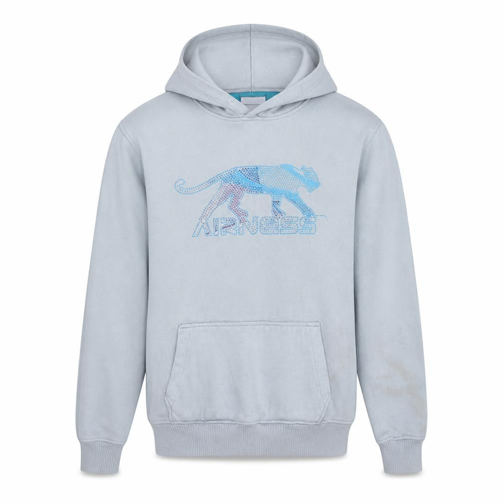 Airness Men's Grey Pullover Hoodie M Graphic Fleece Sweatshirt