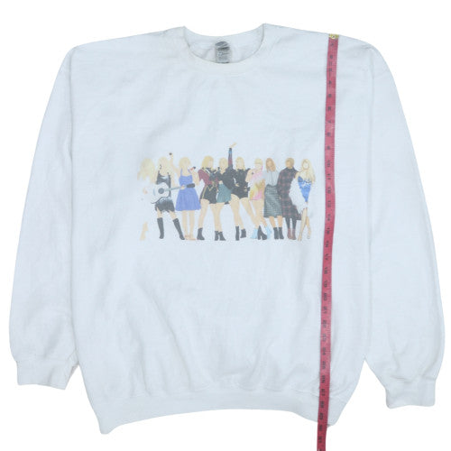 Gildan Womens White Graphic Print 4XL Pullover Sweatshirt