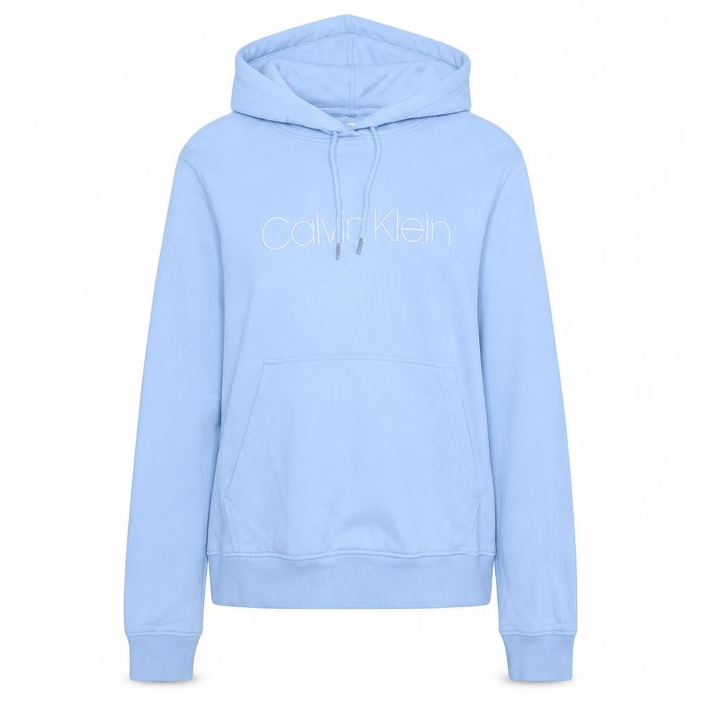 Calvin Klein Women Blue Pullover Hoodie Medium Logo Cotton