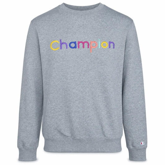 Champion Men's Grey Large Embroidered Logo Crew Neck Sweatshirt