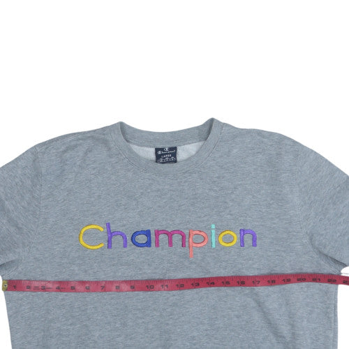 Champion Men's Grey Large Embroidered Logo Crew Neck Sweatshirt