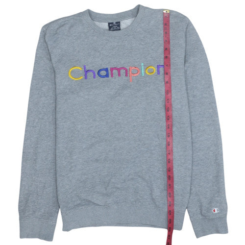 Champion Men's Grey Large Embroidered Logo Crew Neck Sweatshirt