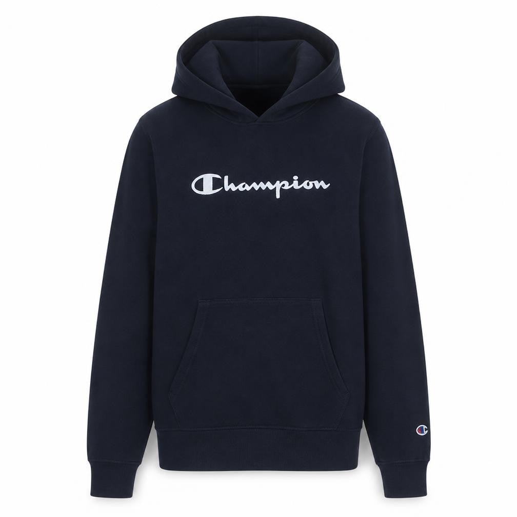 Champion Boys Black 2XL Pullover Fleece Hoodie with Logo Print