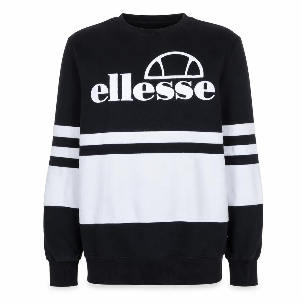 Ellesse Womens Black White Sweatshirt Size 4 Cotton Pullover