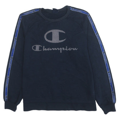 Additional front view of Champion boys’ blue logo pullover sweatshirt 15-16 years fleece crew neck