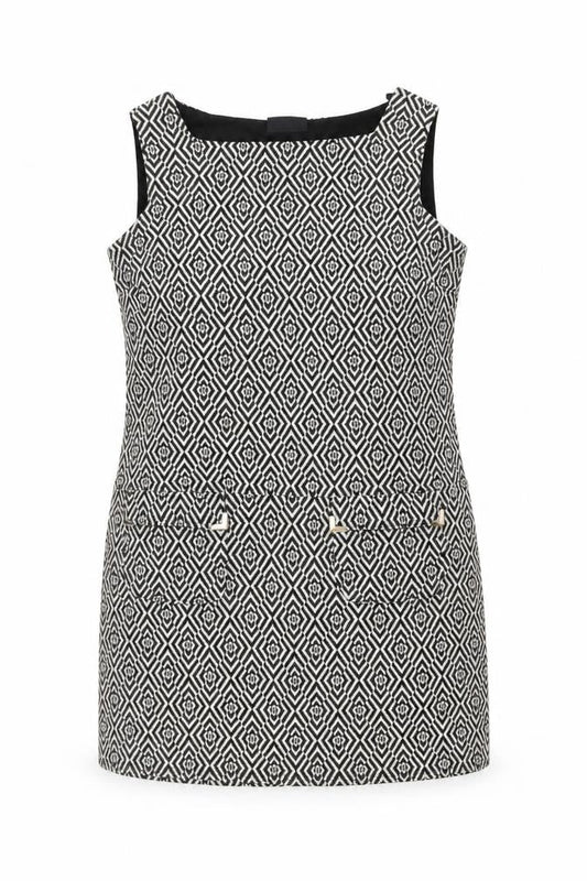Wallis Women Black Geometric Sleeveless Shift Dress Size 14