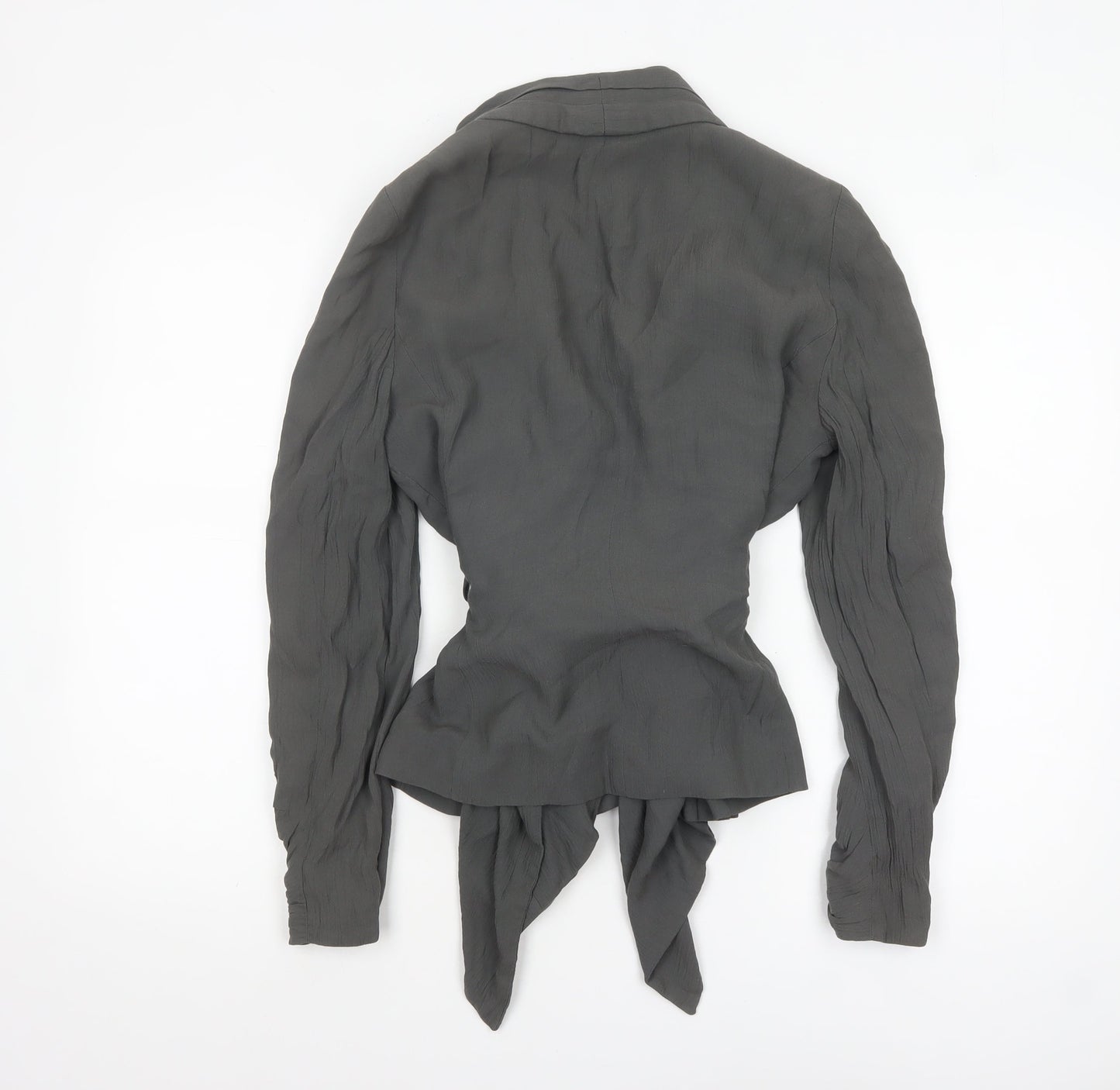 Zara Woman Grey Belted Blazer Jacket L UK 14 Women's Elegant Style