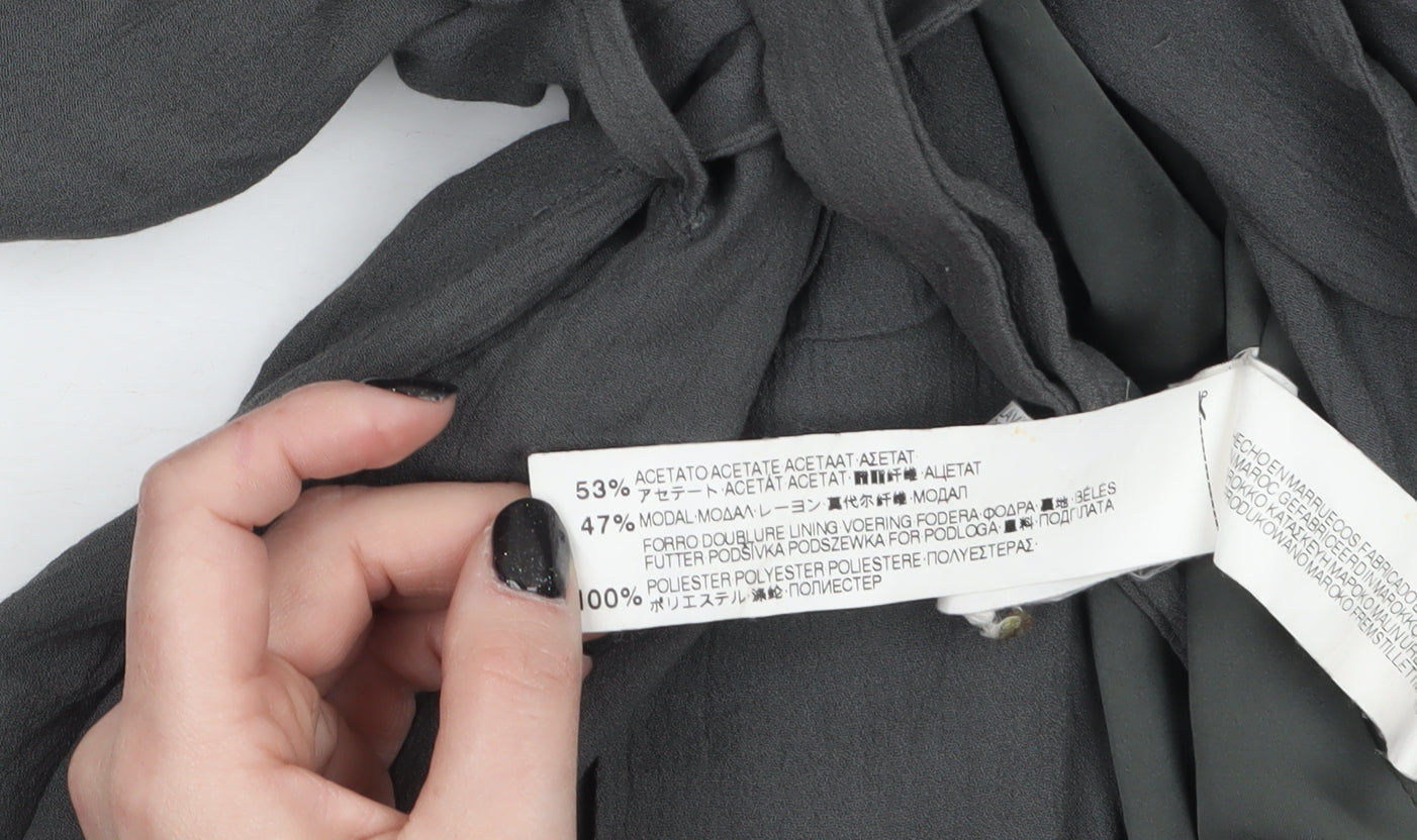 Zara Woman Grey Belted Blazer Jacket L UK 14 Women's Elegant Style