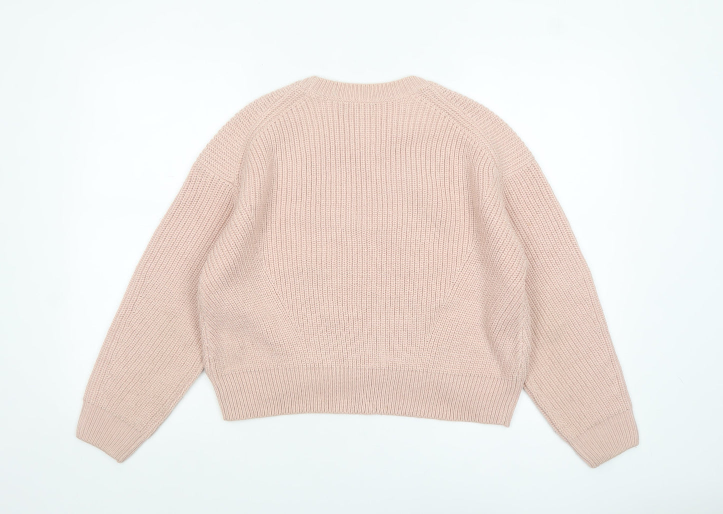 New Look Women's Pink Chunky Knit Jumper Size S Crew Neck