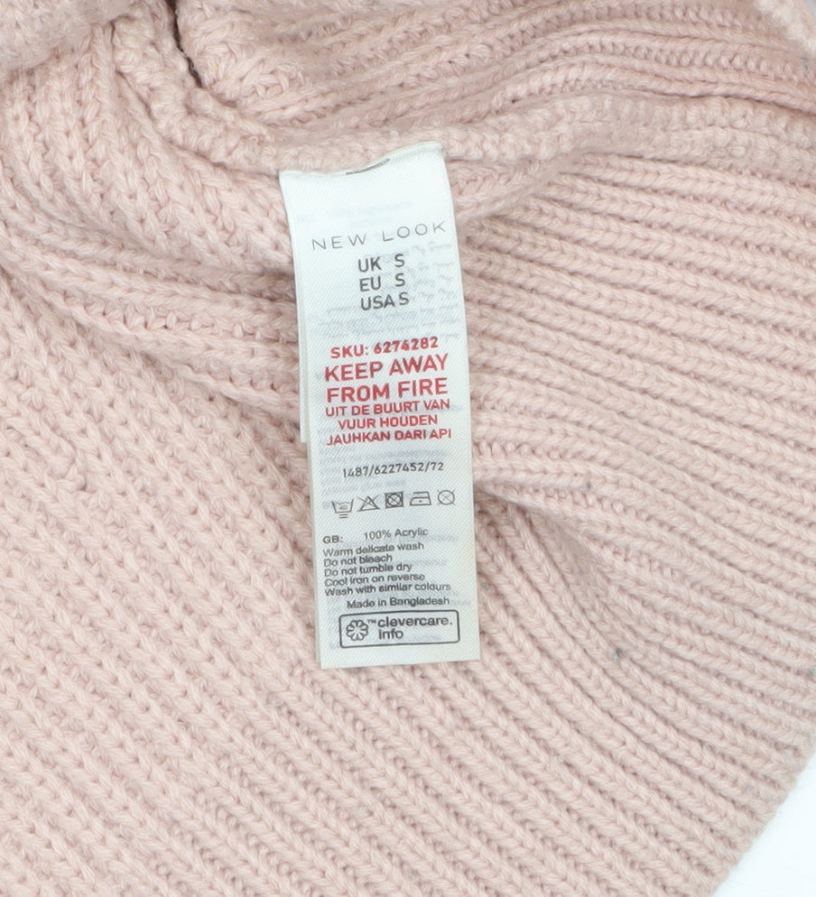 New Look Women's Pink Chunky Knit Jumper Size S Crew Neck