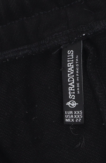 Stradivarius Women Black 2XS Jogger Sweatpants Elastic Waist