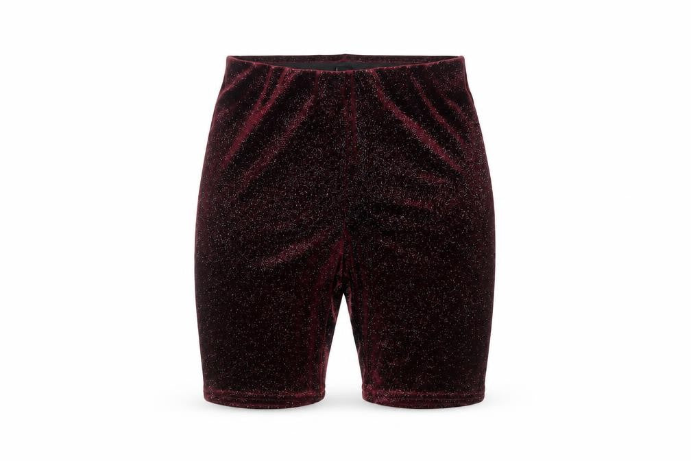 New Look Women's Red Glitter Velvet Biker Shorts Size 8