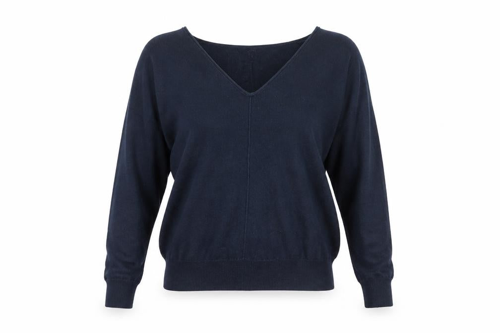 Gap Women's Blue V-Neck Long Sleeve Cotton Wool Pullover Jumper M