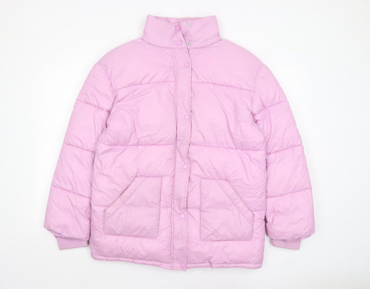 Influence Womens Pink Puffer Jacket UK 12 Winter Quilted Mid-Length Coat