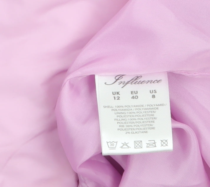 Influence Womens Pink Puffer Jacket UK 12 Winter Quilted Mid-Length Coat