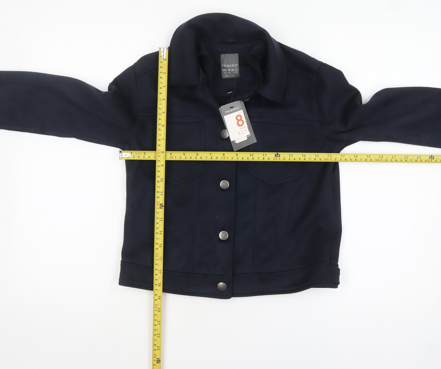 Primark Women's Blue Suede Look Button-Up Jacket Size 8