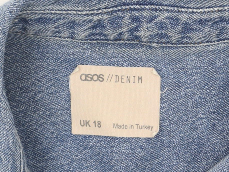 ASOS Women Blue Denim Relaxed Fit Jacket UK 18 Classic Casual