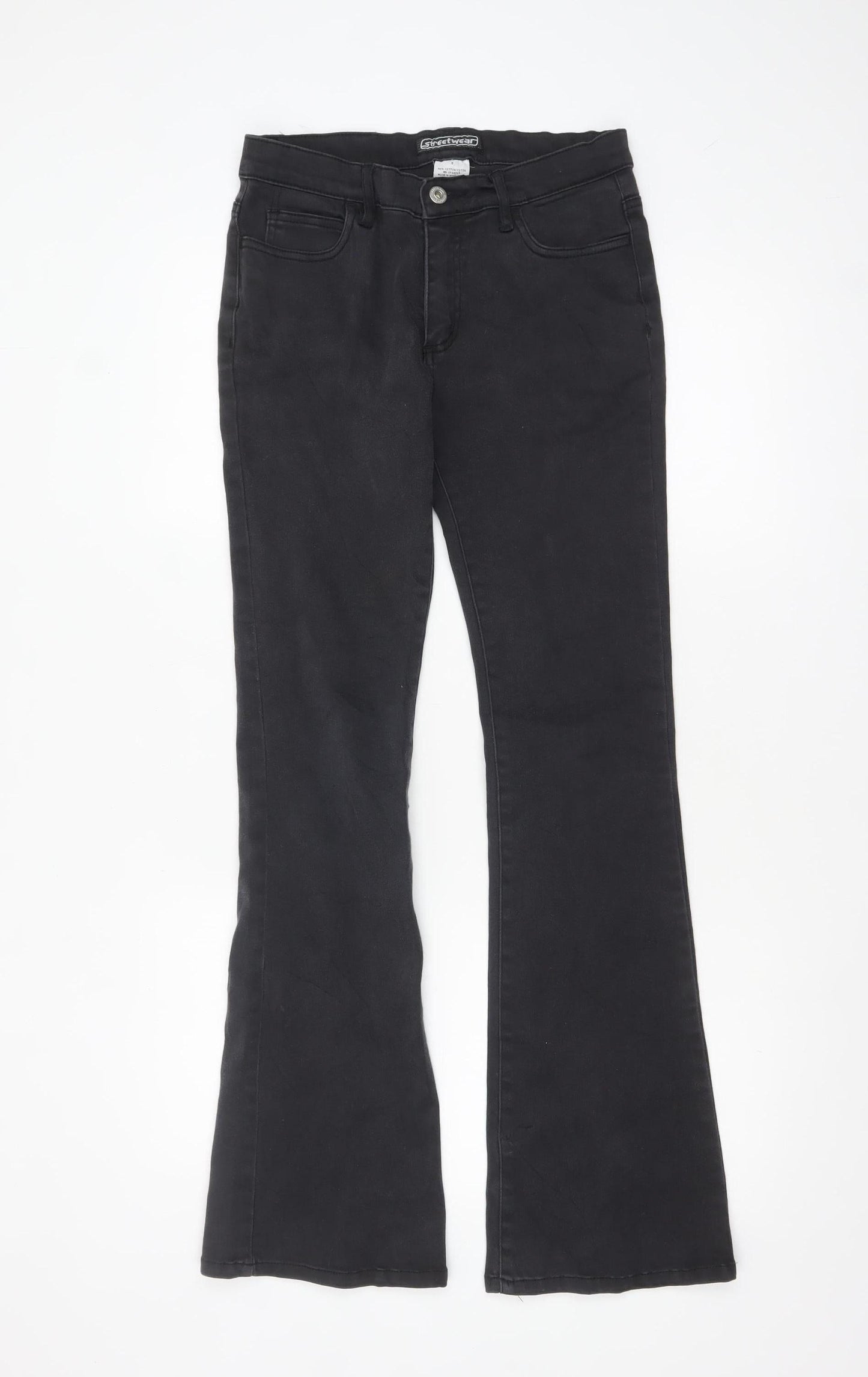 Streetwear Womens Black Flared Slim Stretch Jeans Size 5