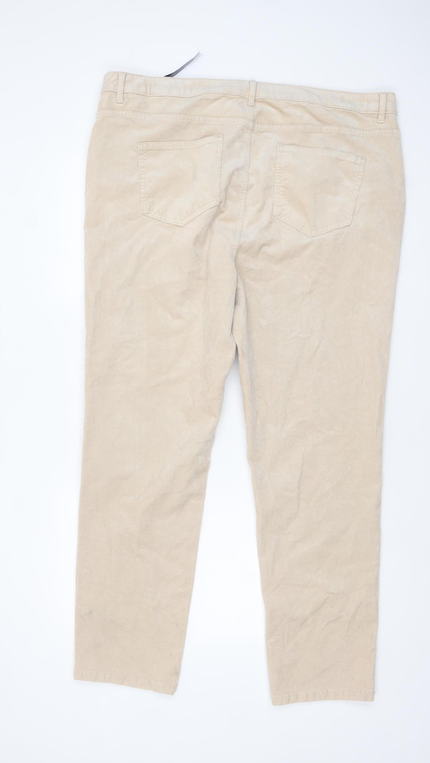 Marks and Spencer Women Beige Corduroy Straight Trousers Size 22