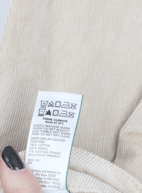 Marks and Spencer Women Beige Corduroy Straight Trousers Size 22