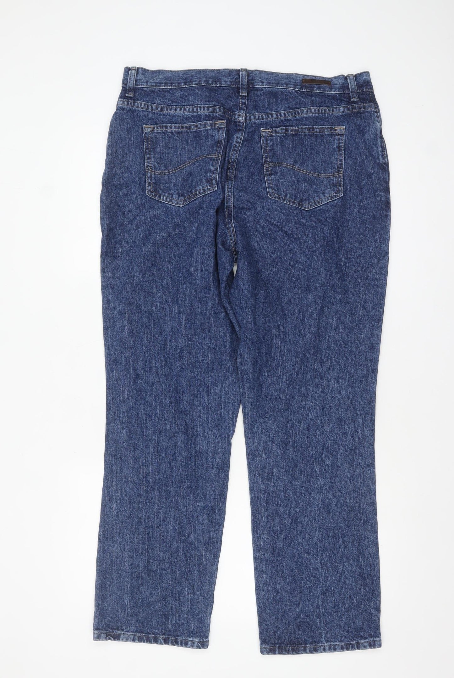 Lee Women's Blue Size 12 Relaxed Fit Straight Leg Jeans