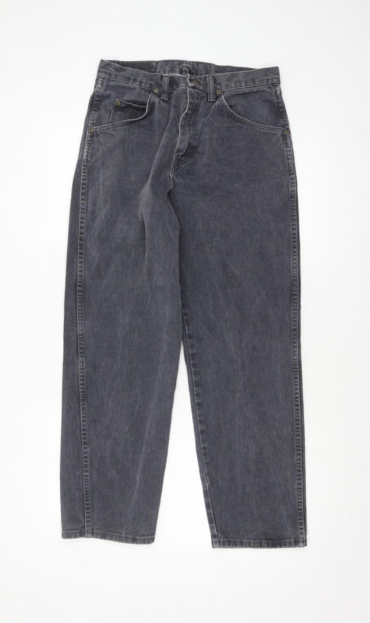 Wrangler Men's Black Acid Wash Straight Jeans 30x30 Cotton Denim