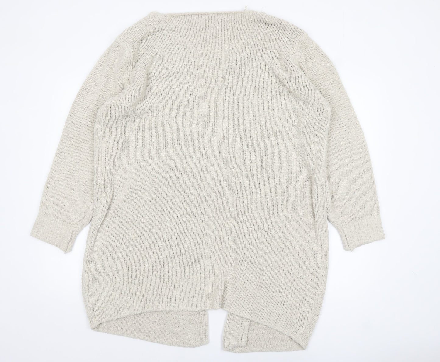 Missguided Women Ivory Chunky Knit Long Sleeve Open Cardigan Size 10/12
