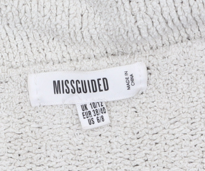 Missguided Women Ivory Chunky Knit Long Sleeve Open Cardigan Size 10/12