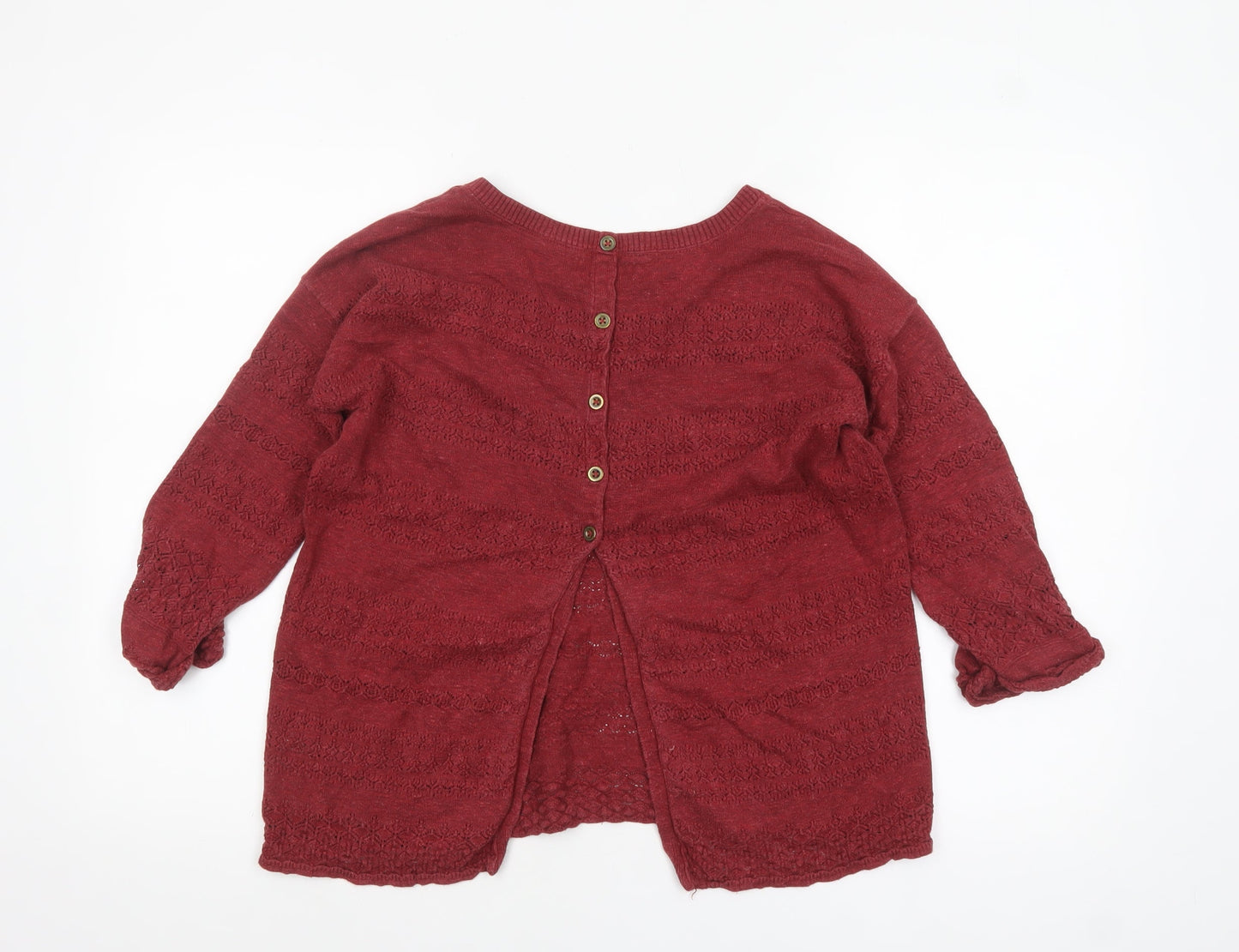 Fat Face Women's Red Cotton Knit Jumper Size 8 Crew Neck