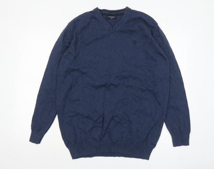Pre End Men's Blue V-Neck Cotton Pullover Jumper XL