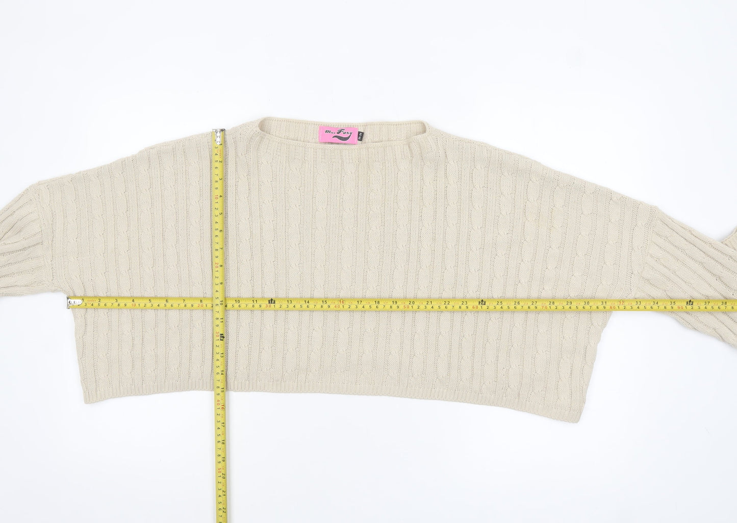Miss Foxy Women’s Beige Cable-Knit Plus Size Jumper 20-24 Acrylic