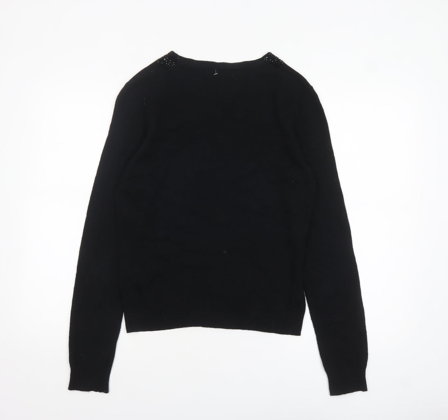 Clements Ribeiro Women’s Black Beaded Collar Jumper Size 14