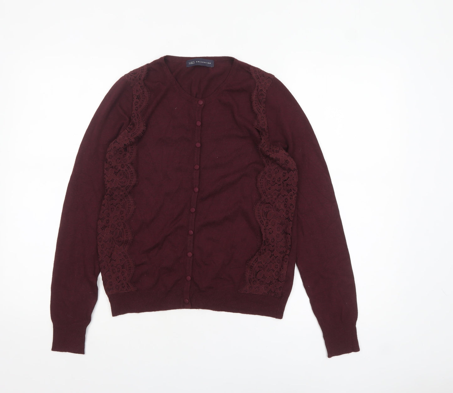 Marks and Spencer Women Purple Lace Button Cardigan Size 8