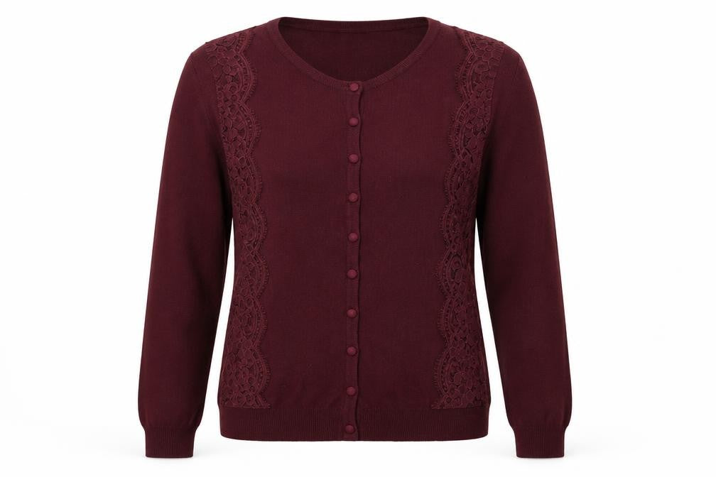 Marks & Spencer Women Purple Lace Button Cardigan Size 8