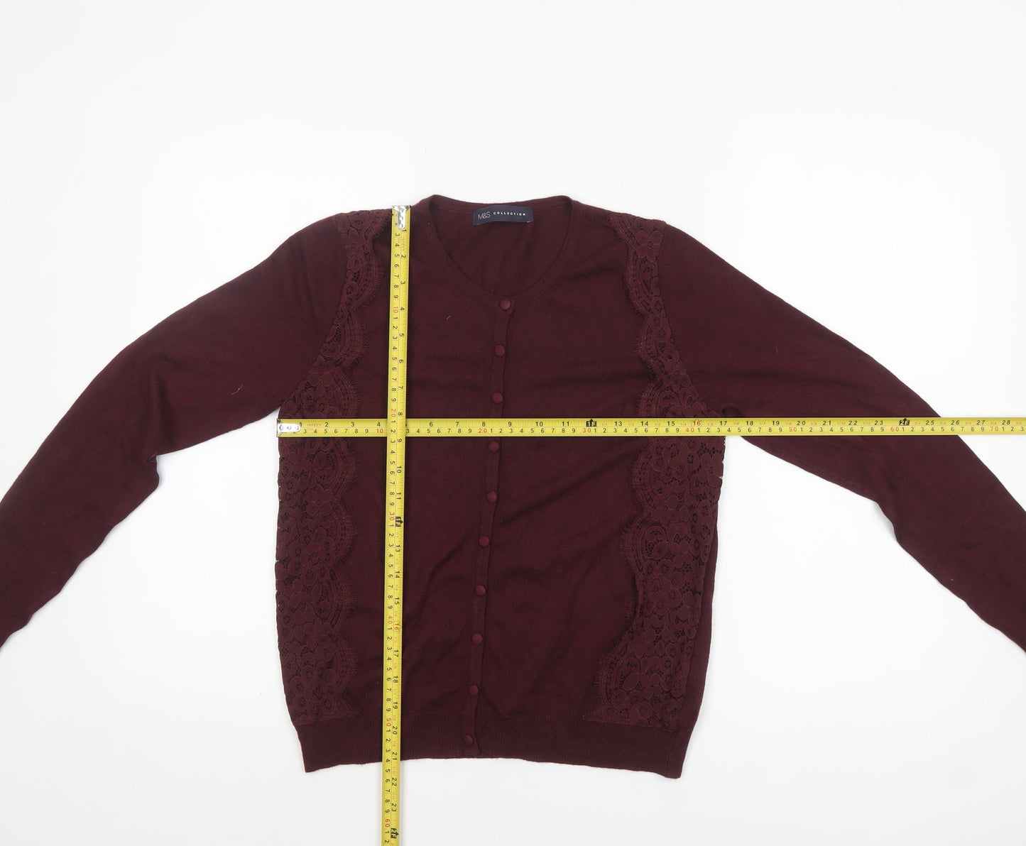 Marks and Spencer Women Purple Lace Button Cardigan Size 8