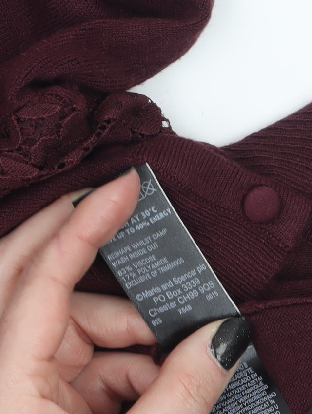 Marks and Spencer Women Purple Lace Button Cardigan Size 8
