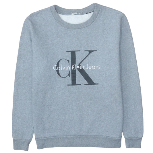Calvin Klein Jeans Men's Grey Logo Sweatshirt M Crew Neck Pullover
