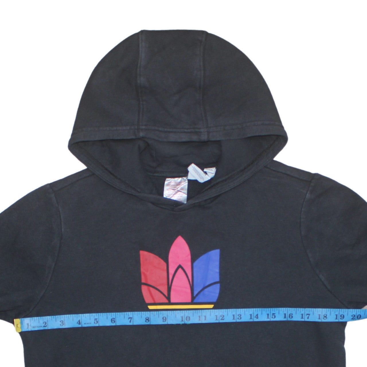 Adidas Boys Black Multicolour Logo Pullover Hoodie 13-14 Years Cotton Blend