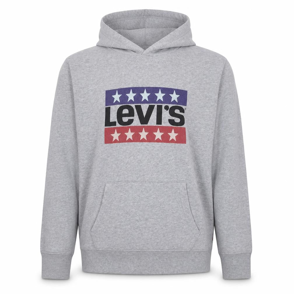 Levi's Men's Grey XL Pullover Hoodie with Logo Graphic Print