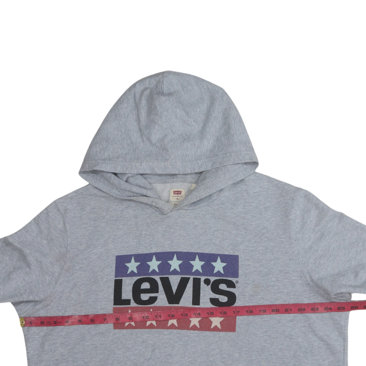 Levi's Men's Grey XL Pullover Hoodie with Logo Graphic Print