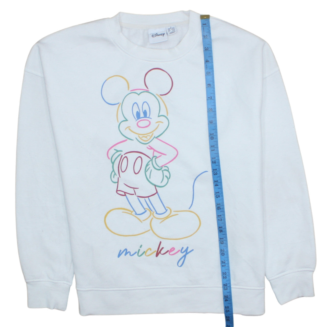 Disney Womens White Mickey Mouse Sweatshirt Size M Graphic Cotton Blend