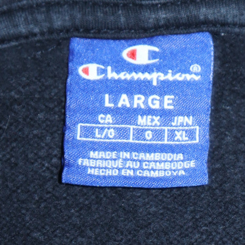 Champion Men's Black Large Pullover Hoodie with Logo