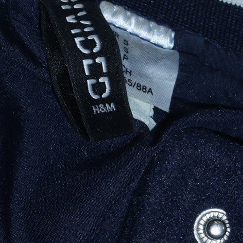 H&M Men Blue Varsity Jacket Size S Polyester Snap Button College Style