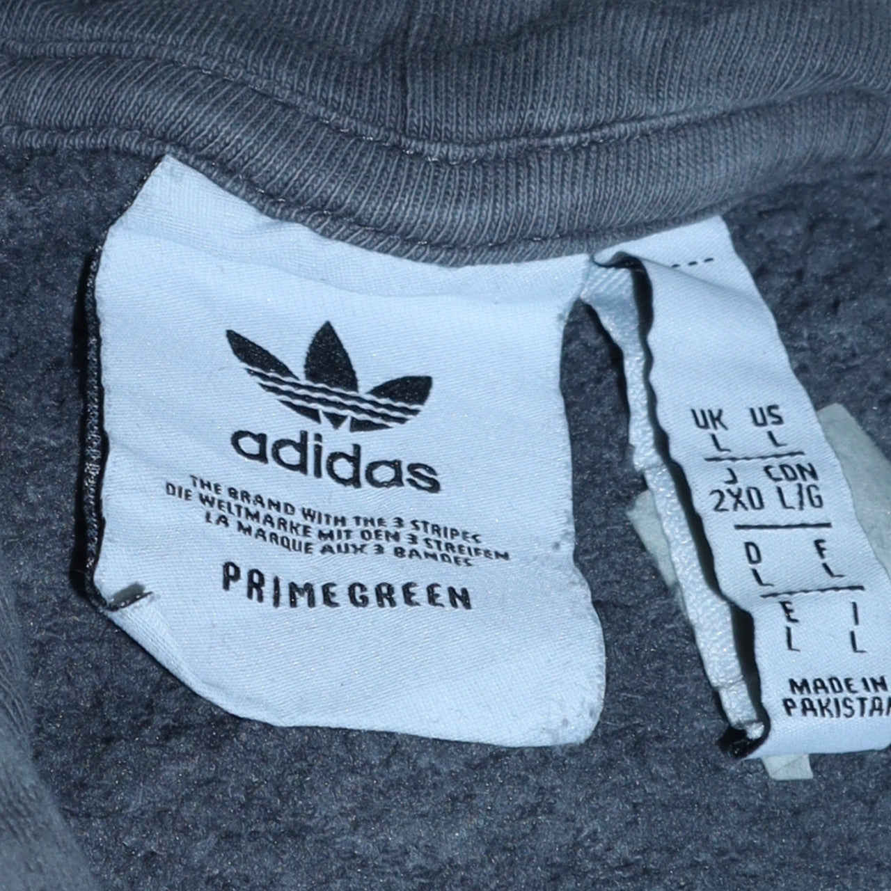 Adidas Mens Grey Pullover Hoodie L Fleece Primegreen Sportswear