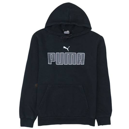 Puma Men's Black Pullover Hoodie M Regular Fit Logo Fleece Sweatshirt