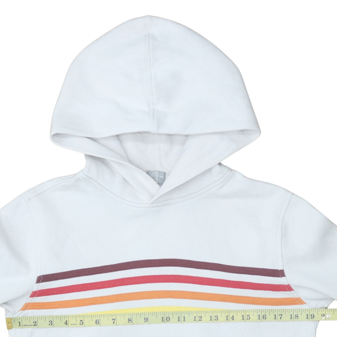 GAP Teens White Pullover Hoodie XS Retro Striped Fleece Sweatshirt