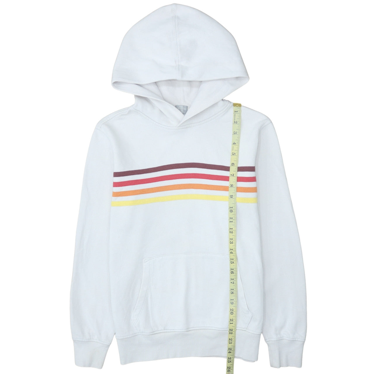 GAP Teens White Pullover Hoodie XS Retro Striped Fleece Sweatshirt